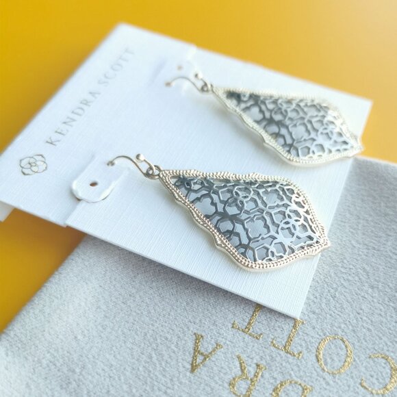 Kendra Scott Addie Gold Silver Filigree Mix Earrings - Picture 3 of 3